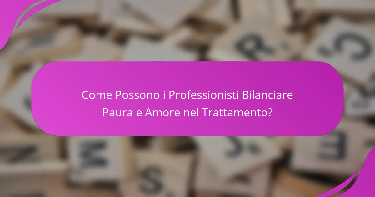 Come Possono i Professionisti Bilanciare Paura e Amore nel Trattamento?