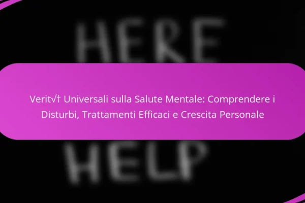 Verità Universali sulla Salute Mentale: Comprendere i Disturbi, Trattamenti Efficaci e Crescita Personale