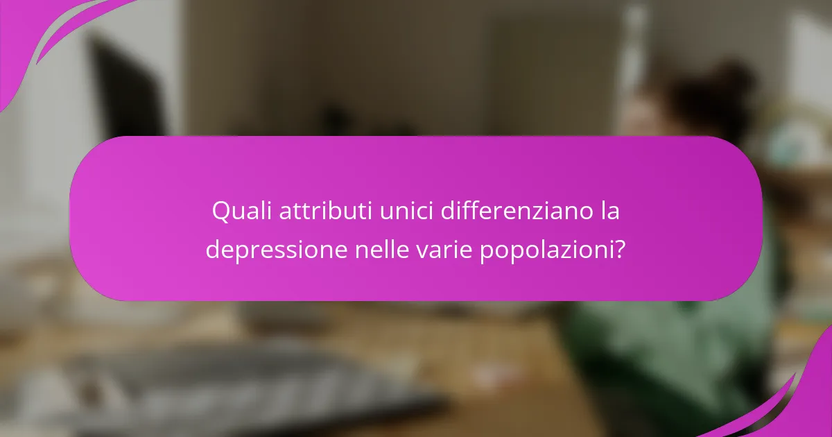 Quali attributi unici differenziano la depressione nelle varie popolazioni?